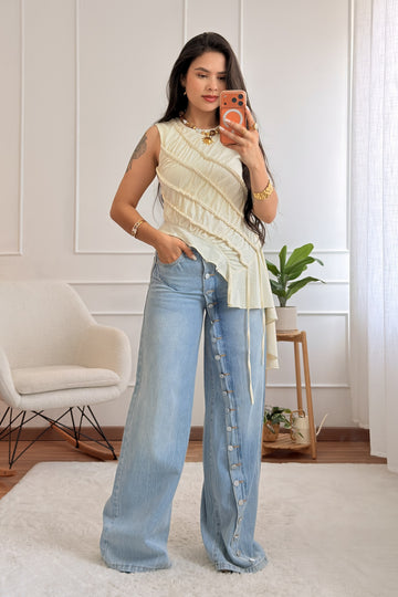 Calça com linha de botões MOCHY