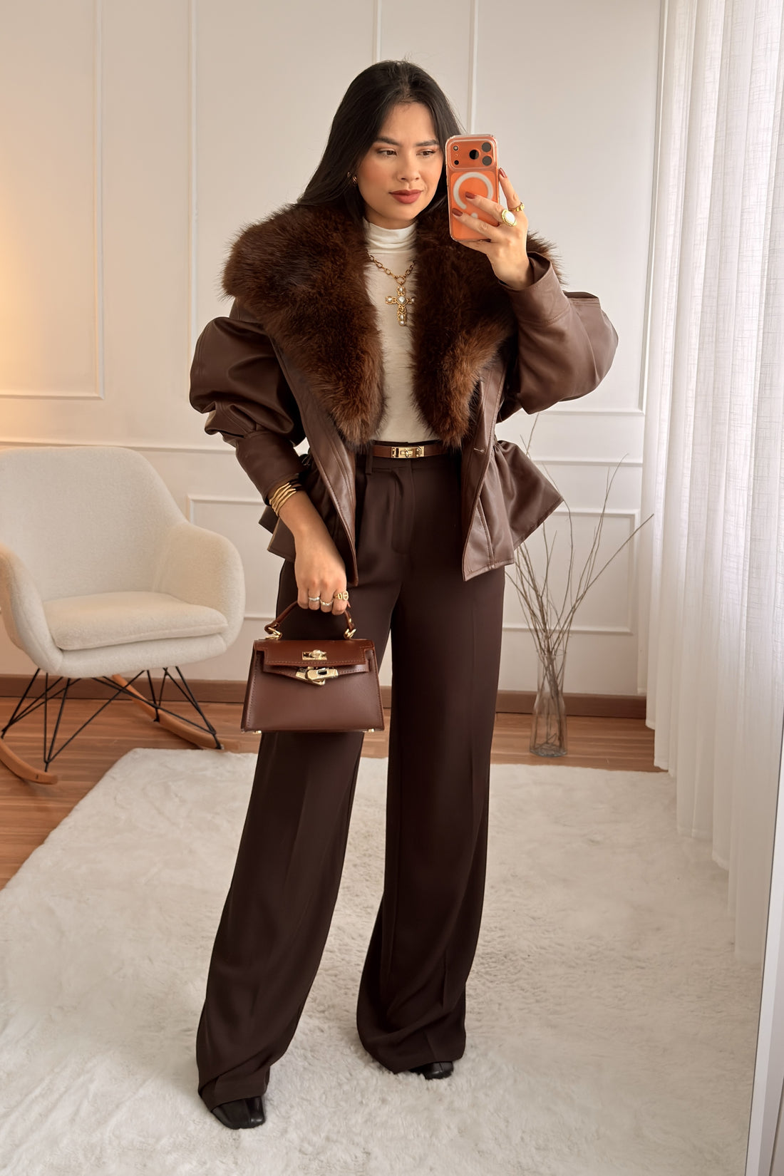 Casaco gola de pelo sintético MOCHY