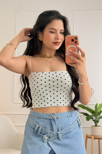 Top poá de decote reto VERA LUCY
