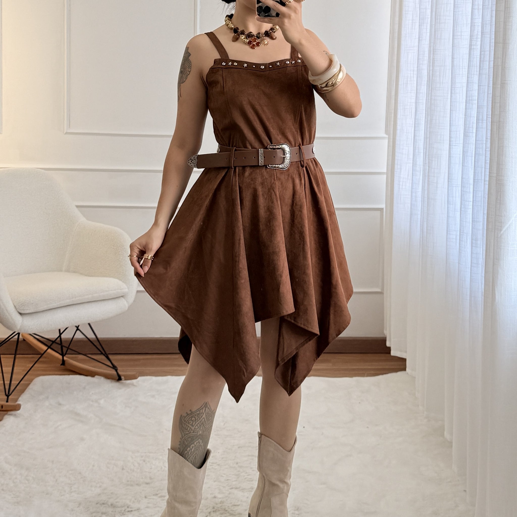 Vestido em camurça AZAKA
