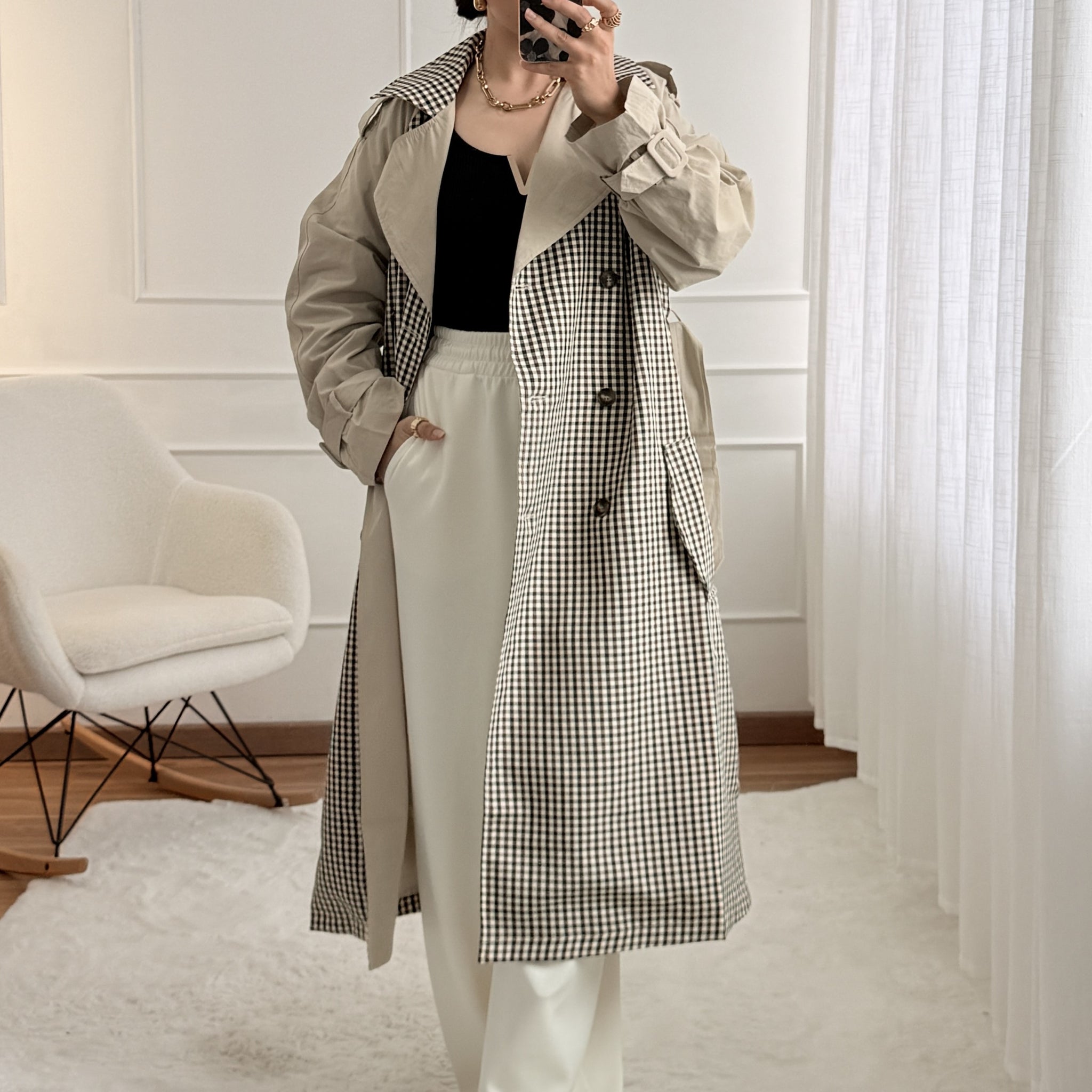 Trench coat axadrezado DROLE DE COPINE