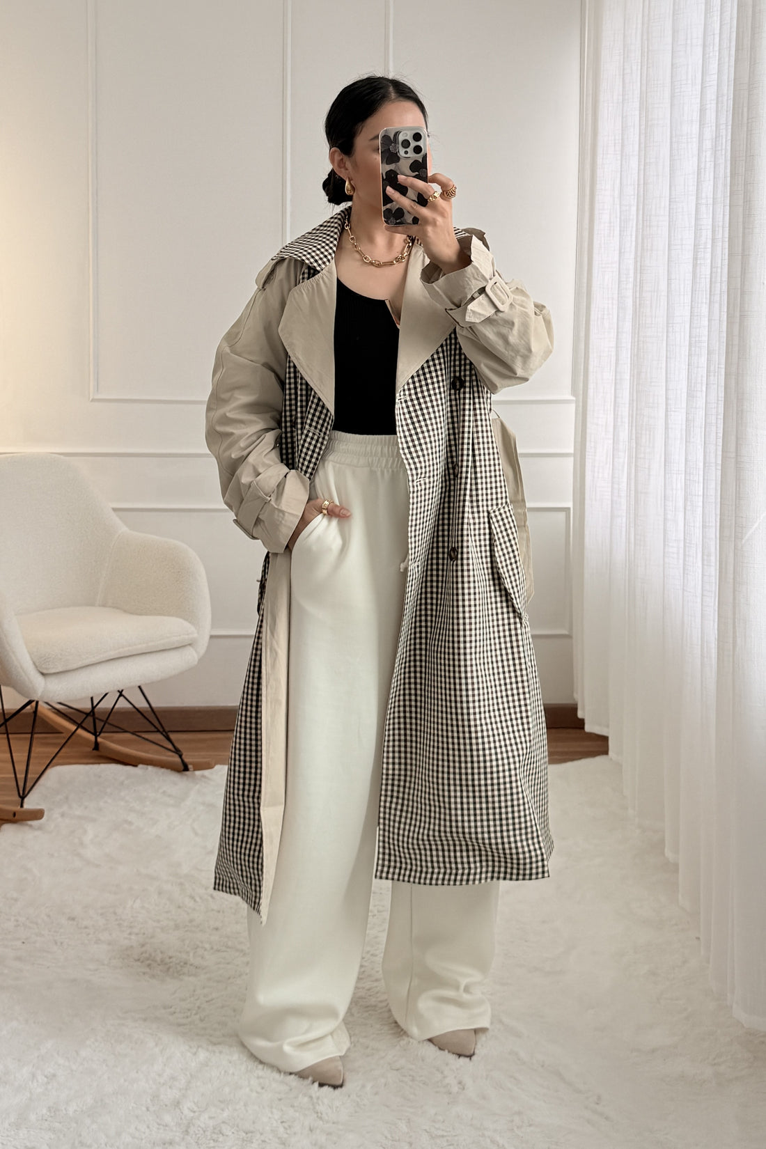 Trench coat axadrezado DROLE DE COPINE