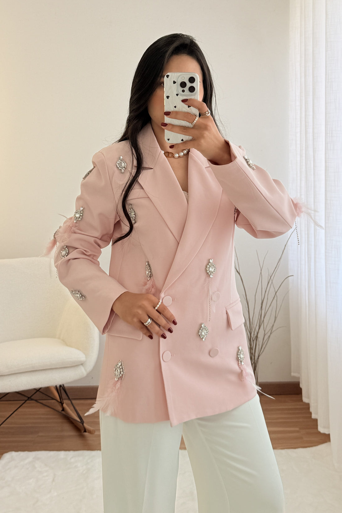 Blazer de cristales y plumas MOCHY
