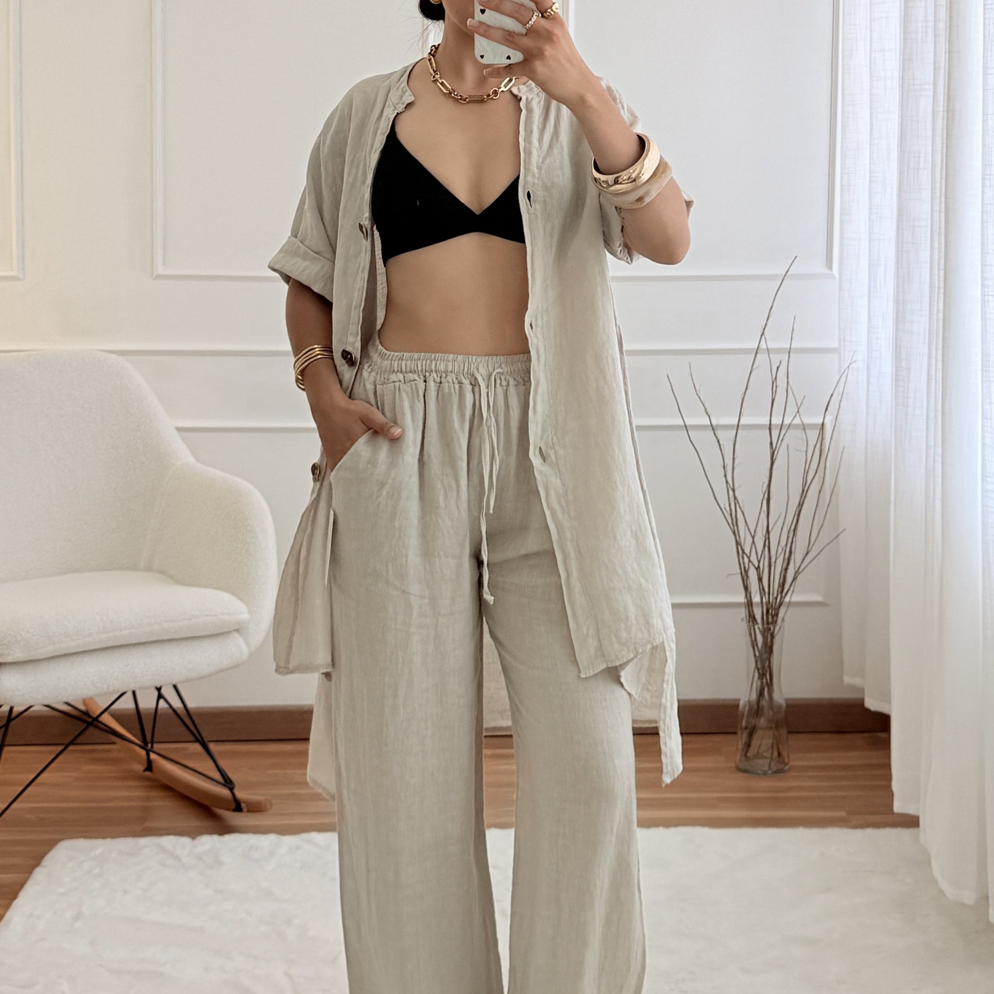 Calça leveza e estilo 100%linho