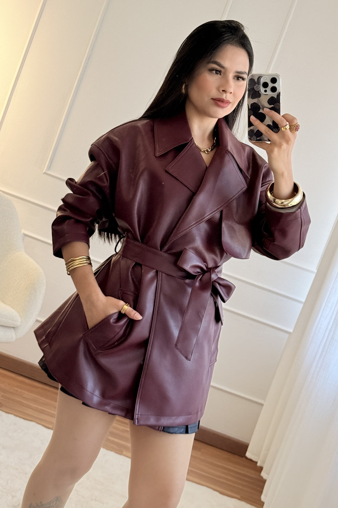 napa coat in burgundy