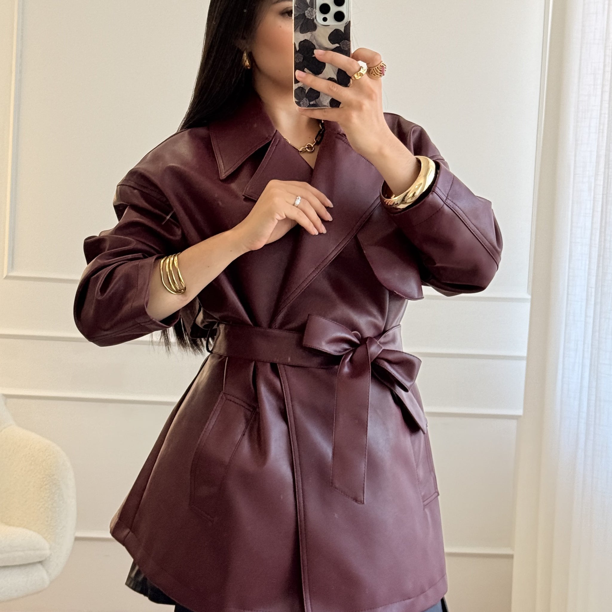 napa coat in burgundy