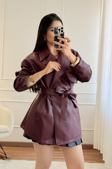 napa coat in burgundy