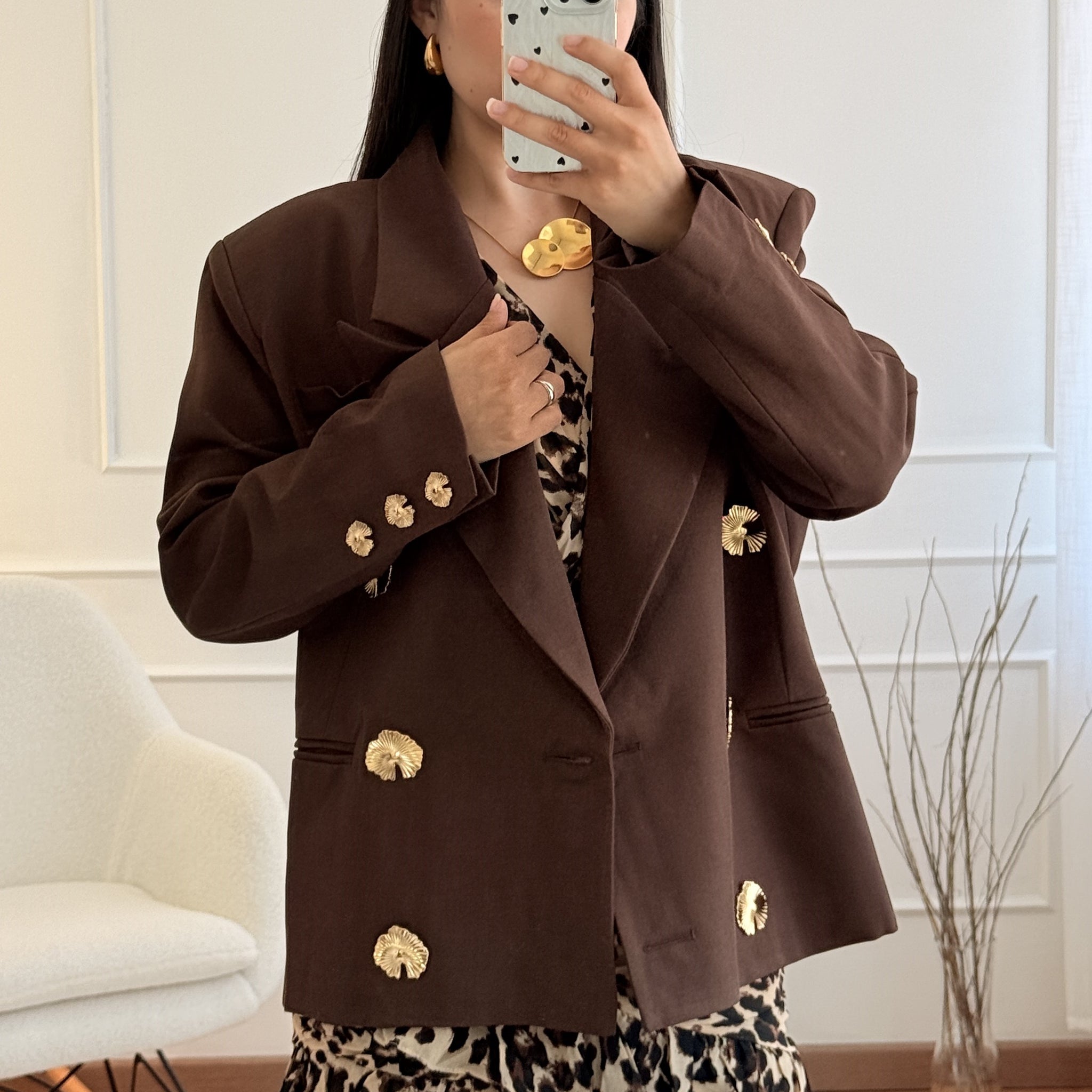Blazer botões florais metálicos MOCHY
