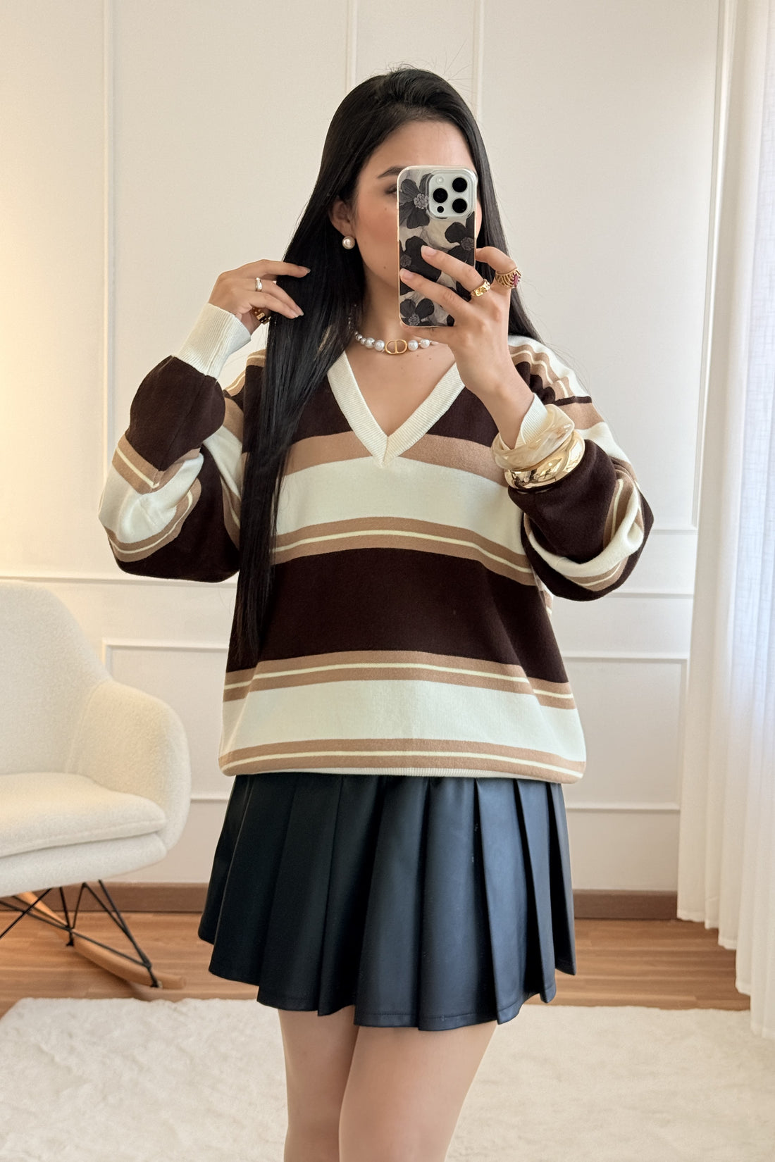 Camisola oversize às riscas