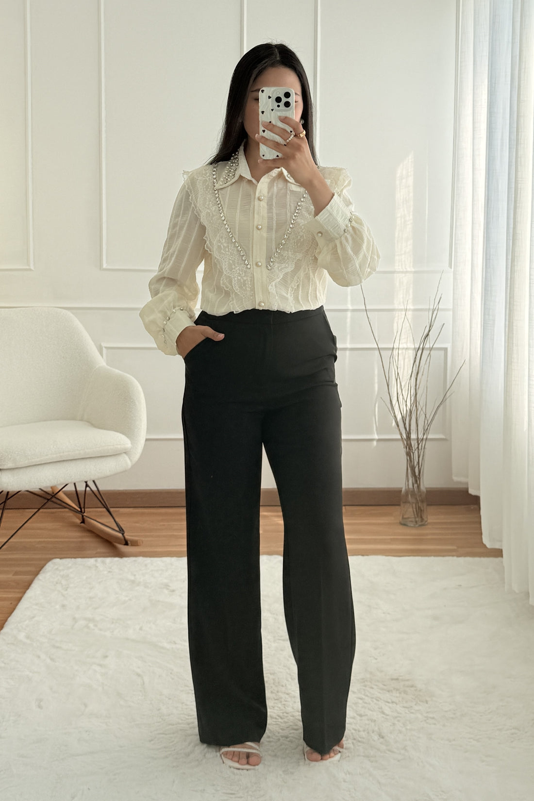 Camisa romântica com renda MOCHY