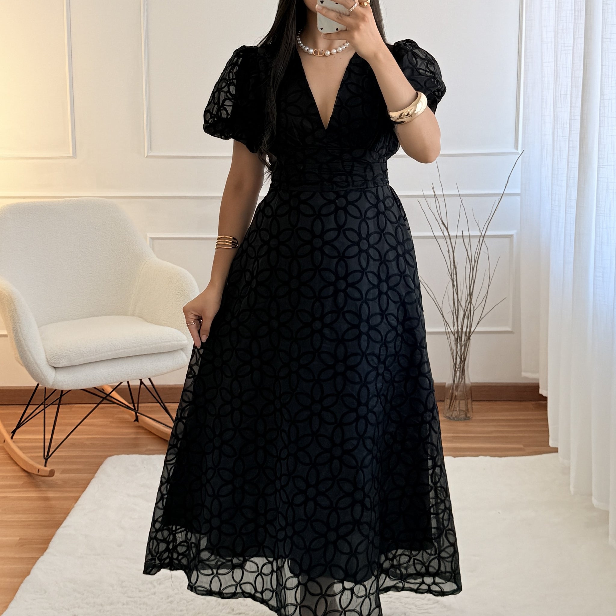 Vestido longo decote em V