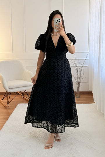 Vestido longo decote em V