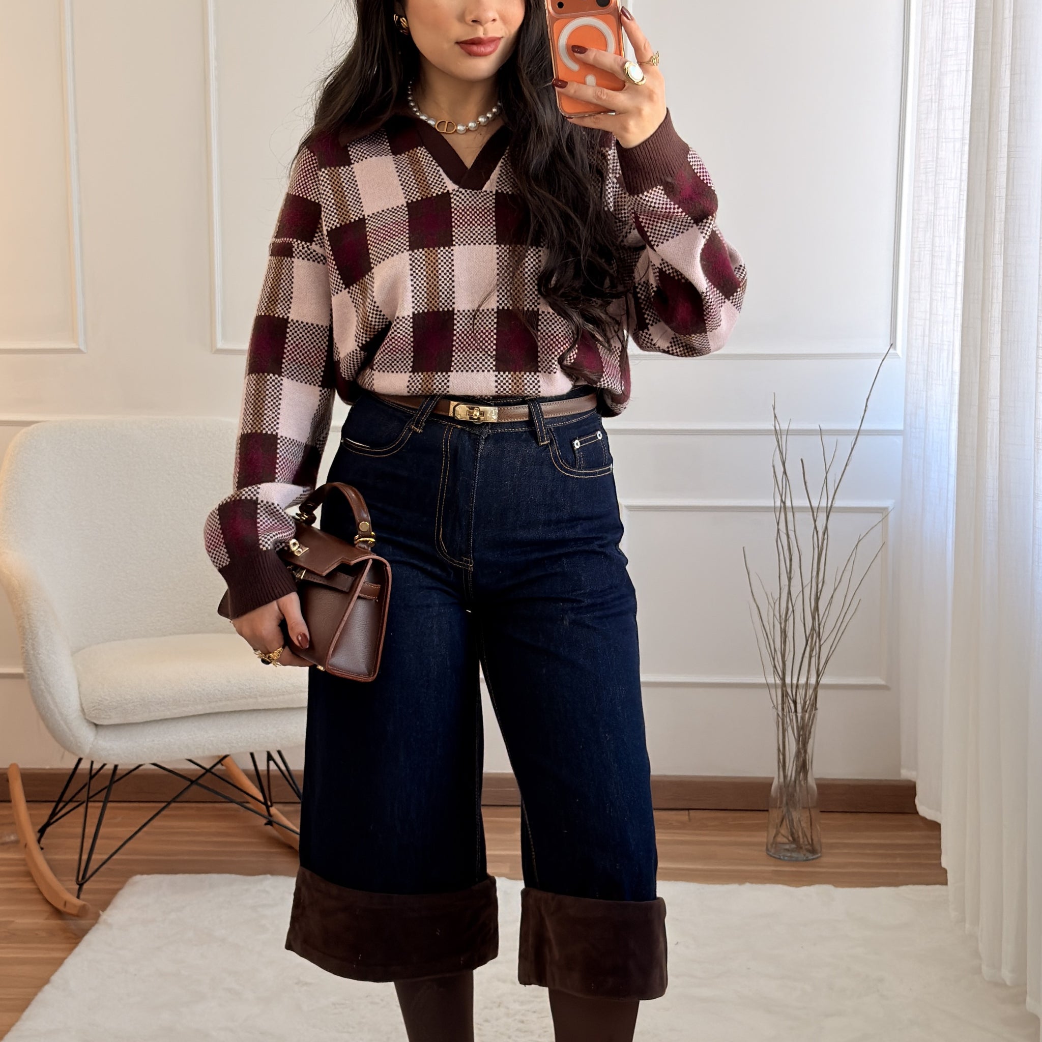 Calça de Ganga com Dobra MOCHY