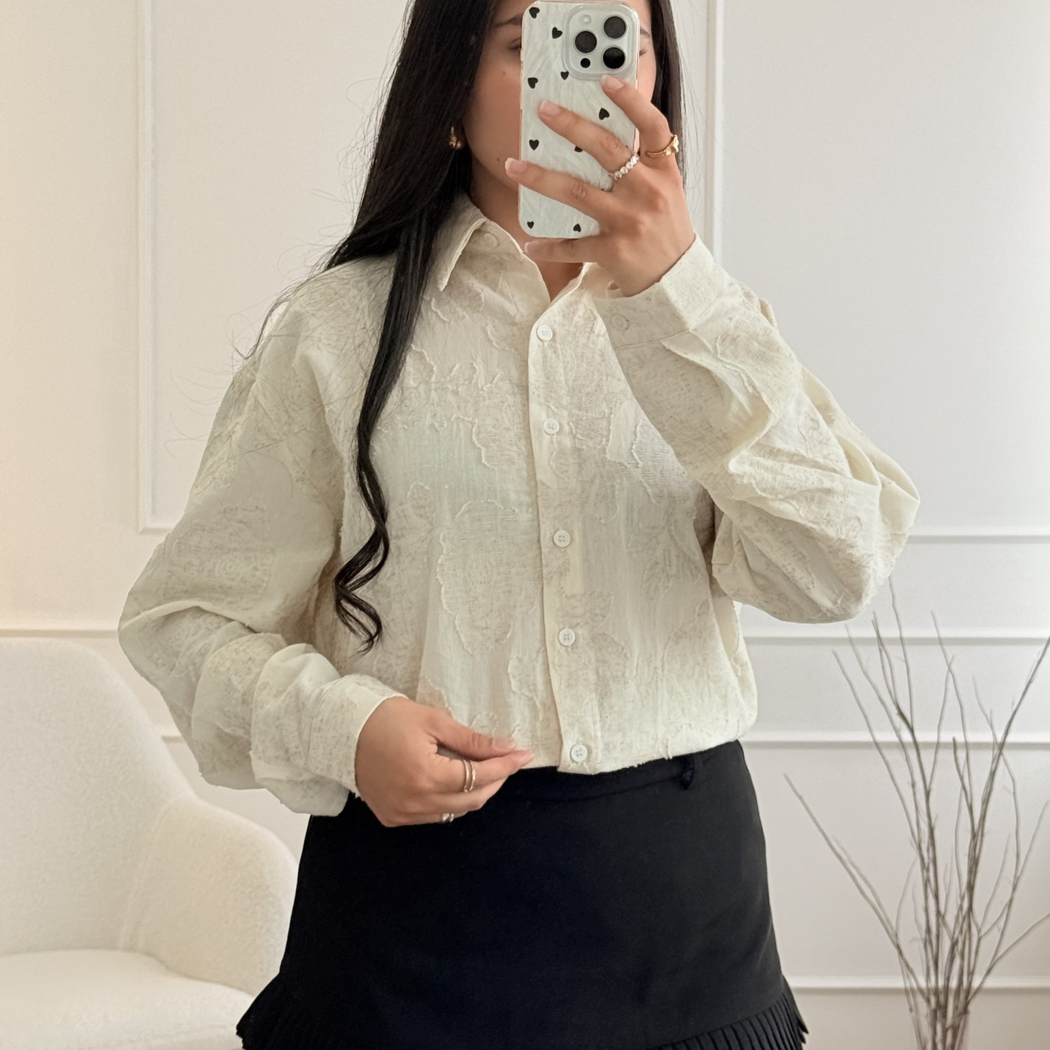 Camisa texturizado floral ELLI WHITE