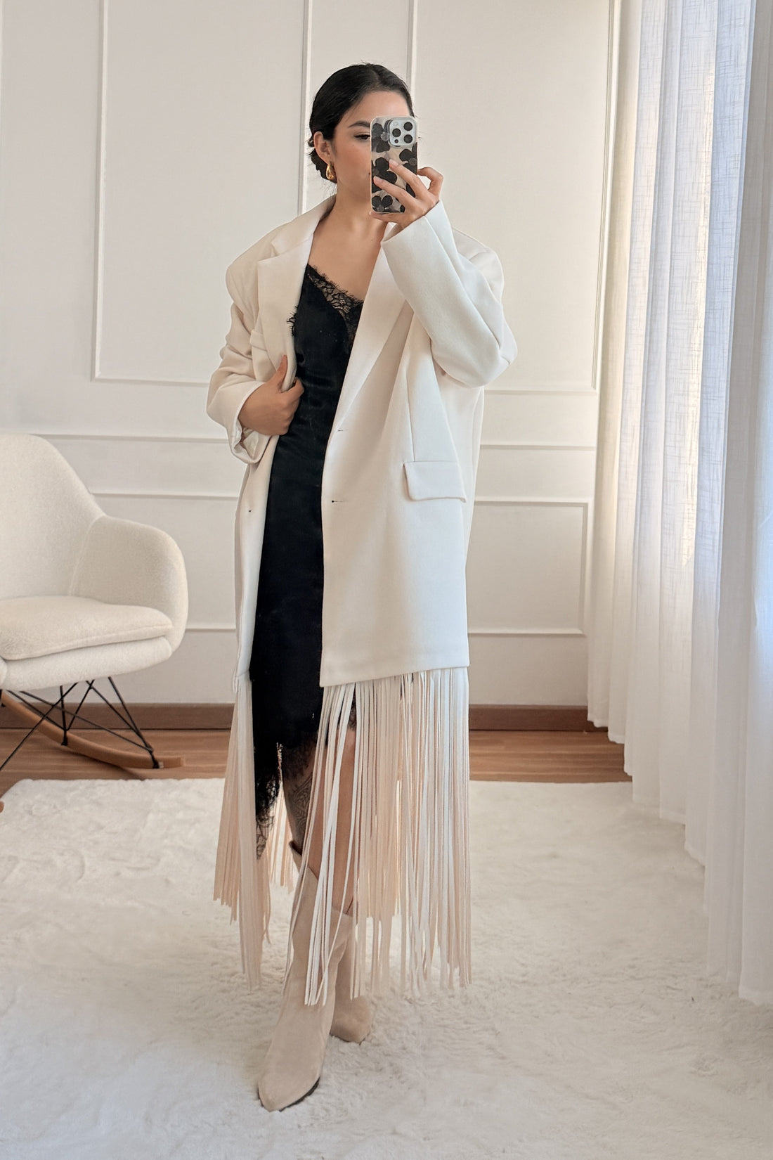 Casaco oversize com franjas LUMINA