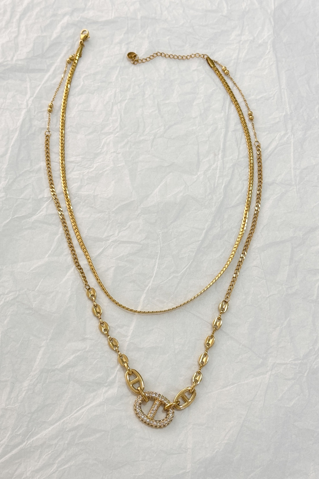 Colar DD com Correntes Duplas em Aço - lavishiochicColareslavishiochic