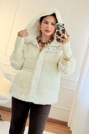 Casaco pele capuz FLAMMODE