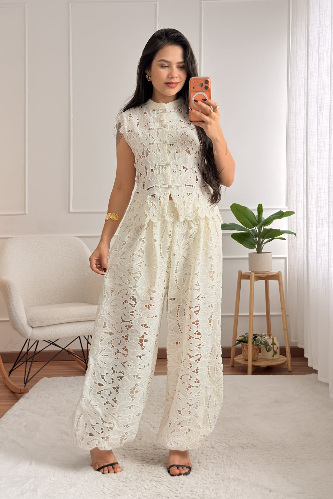 Conjunto oriental em renda floral HOCHY