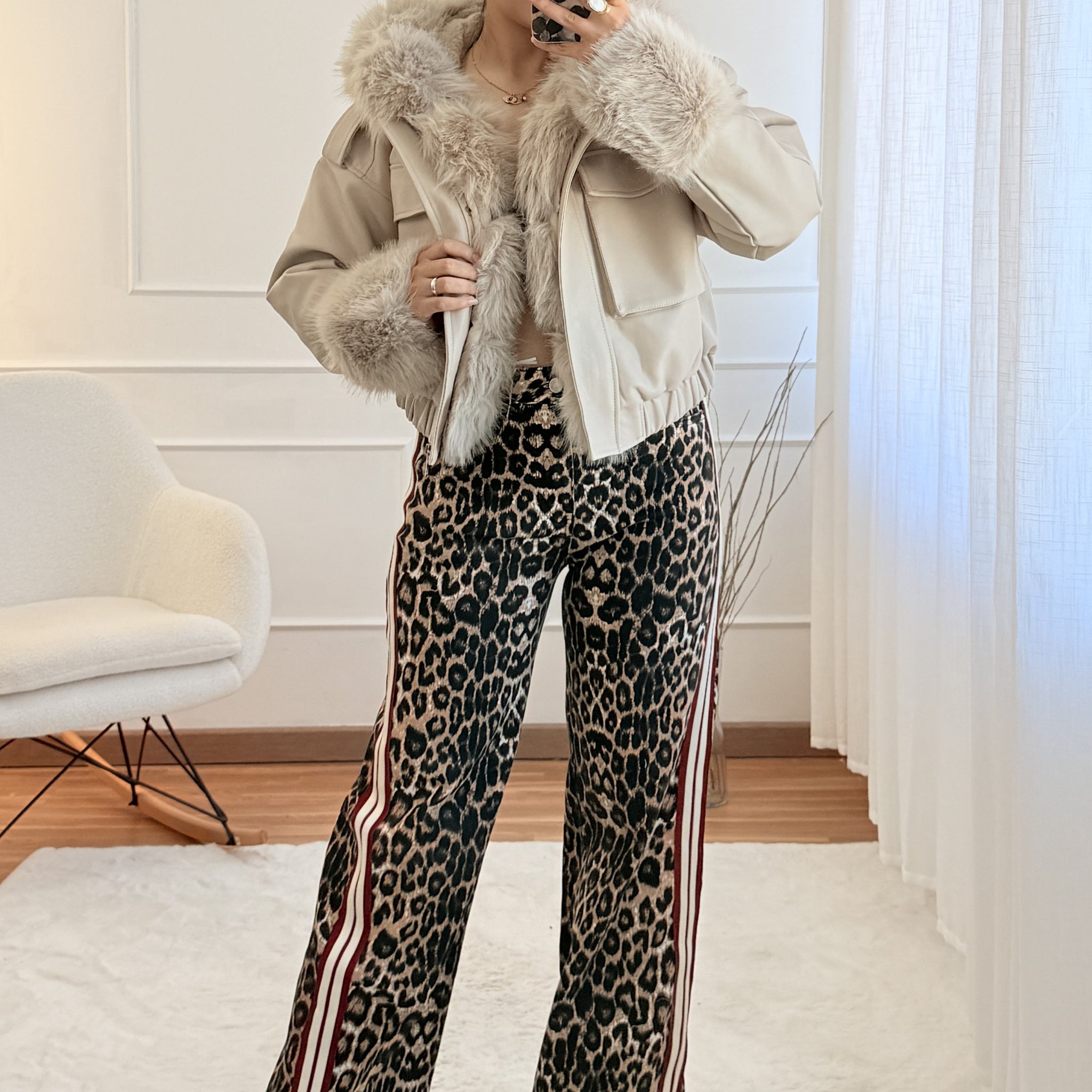 Calça de ganga leoparto leopardo QUEEN HEARTS