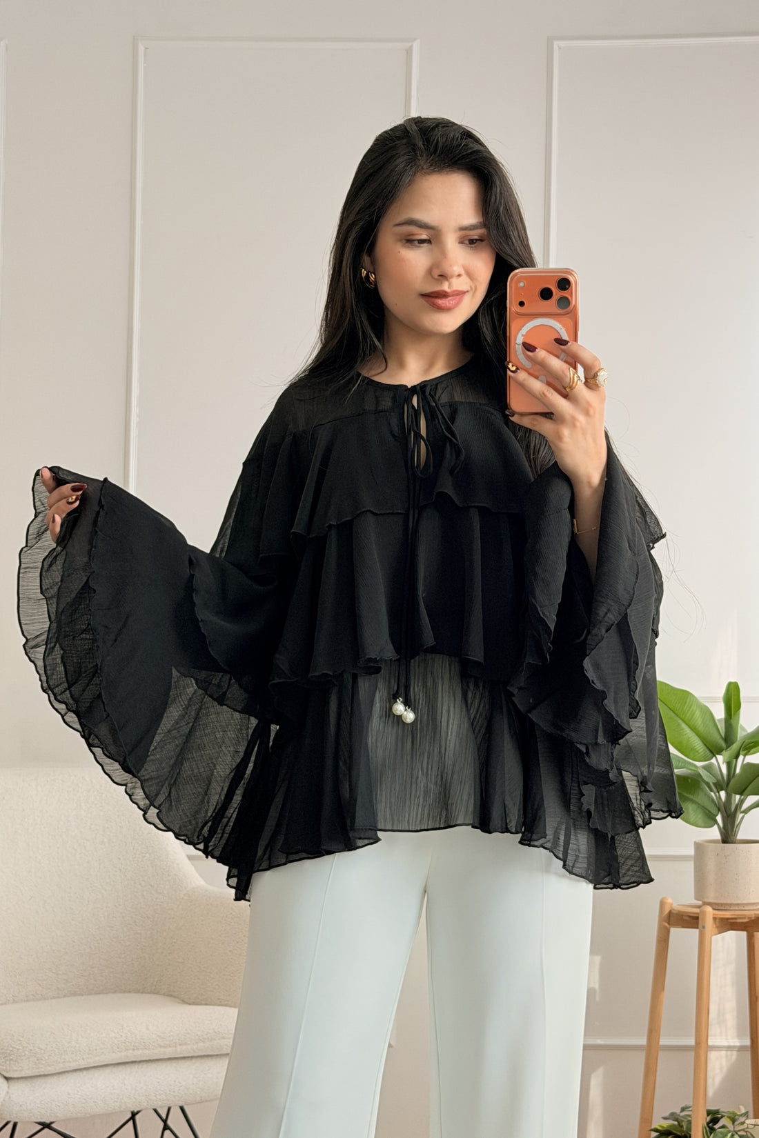 Blusa em chiffon com folhos - lavishiochicBlusalavishiochic