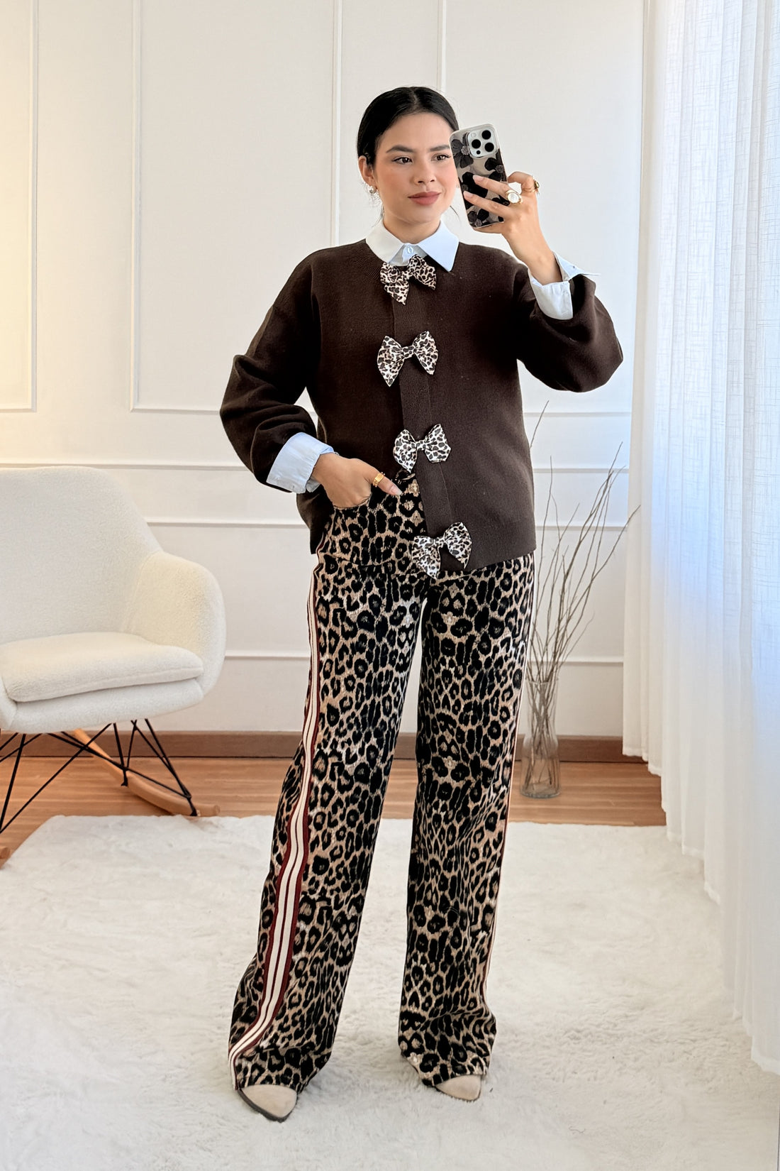 Calça de ganga leoparto leopardo QUEEN HEARTS