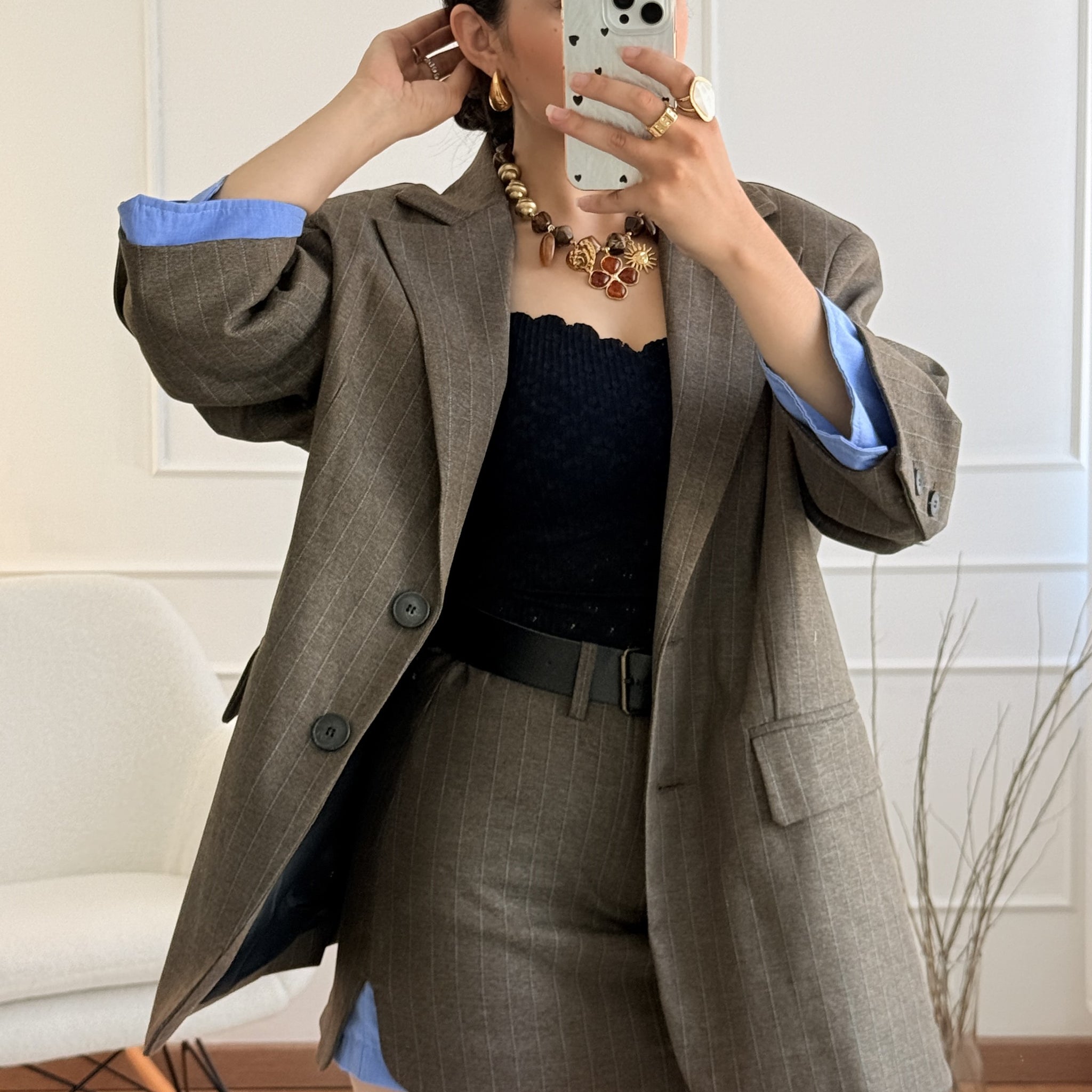 Blazer tecido riscado LUMINA