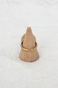 Anel aberto em aço dourado com pedra e coração - lavishiochicAnellavishiochic