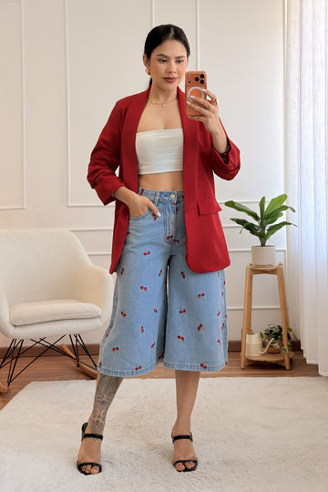 Bermuda cerejas denim MOCHY - lavishiochiccalçõesMochy