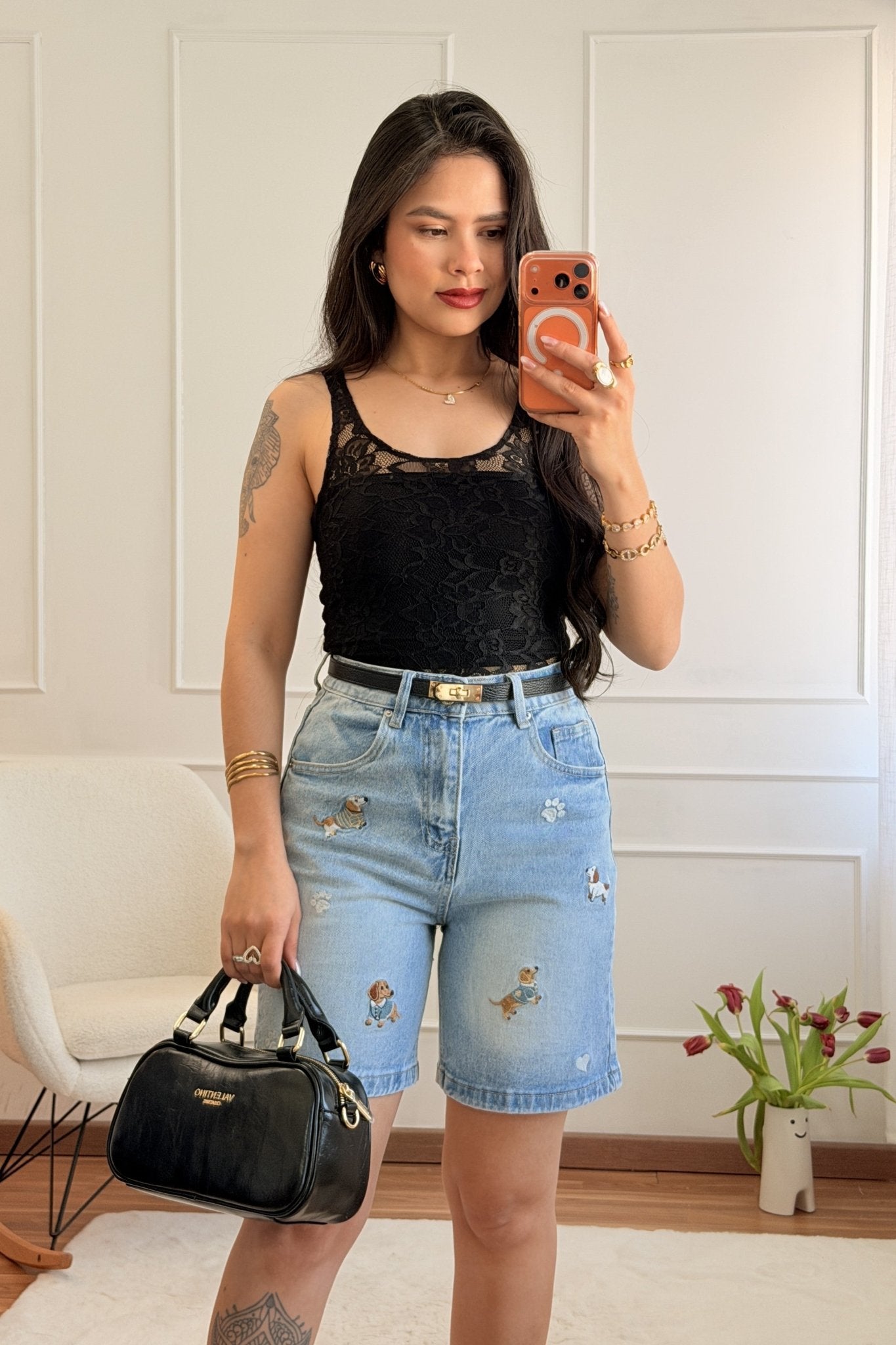 Bermudas de Ganga com Estampa de Cães - lavishiochiccalçõeslavishiochic