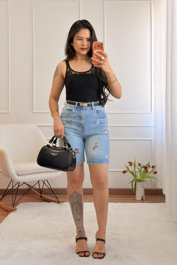 Bermudas de Ganga com Estampa de Cães - lavishiochiccalçõeslavishiochic