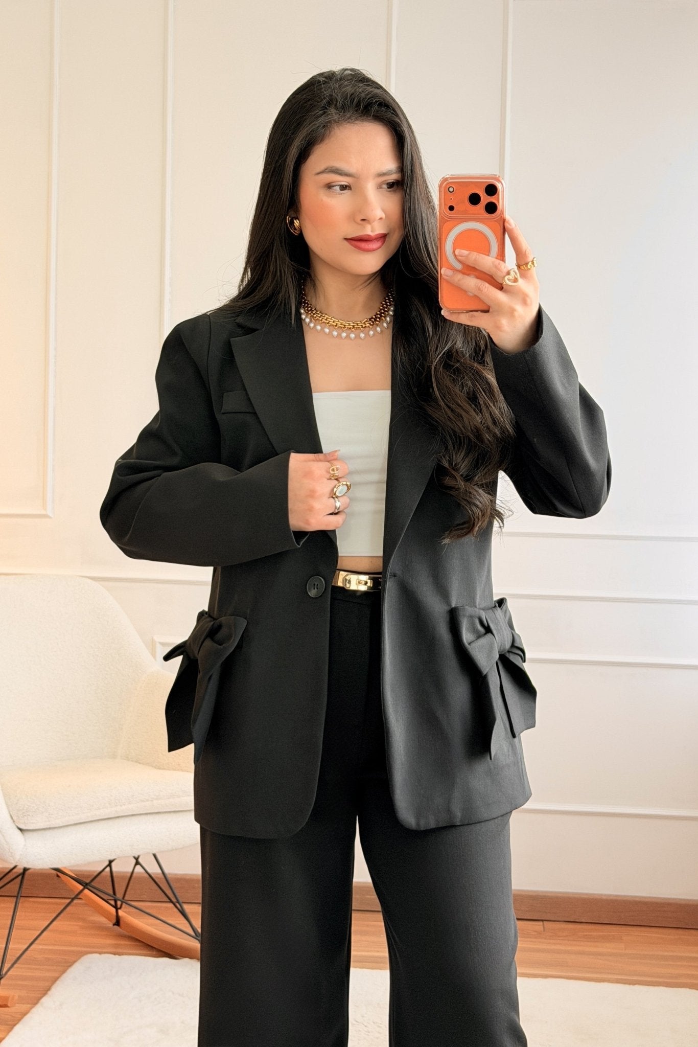 Blazer bolsos com laço LUMINA - lavishiochicBlazerlumina