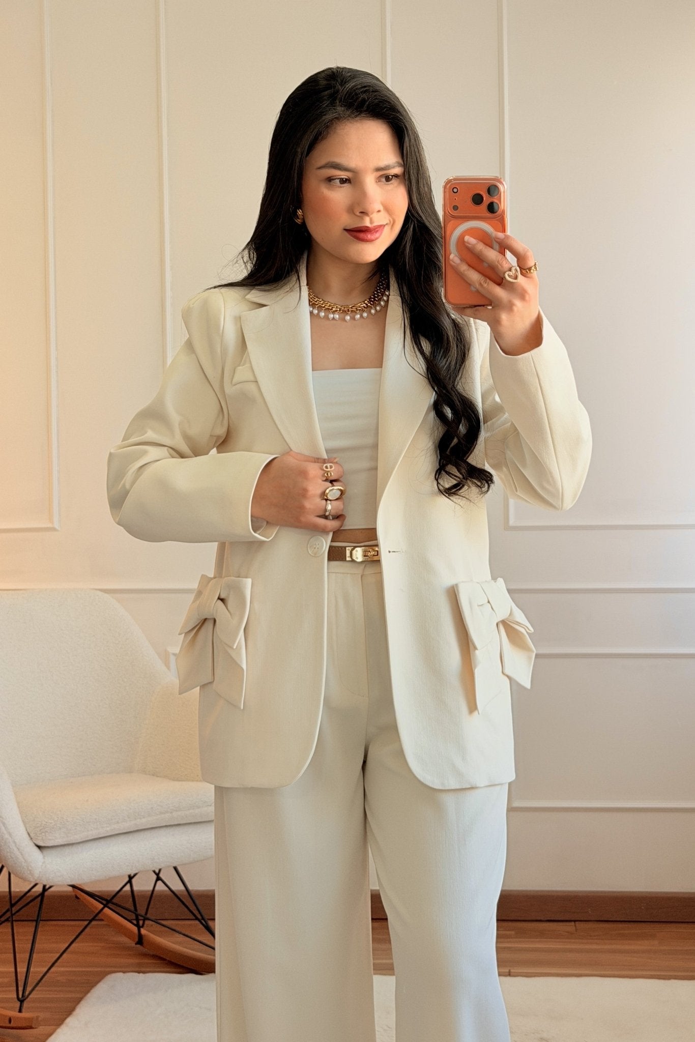 Blazer bolsos com laço LUMINA - lavishiochicBlazerlumina