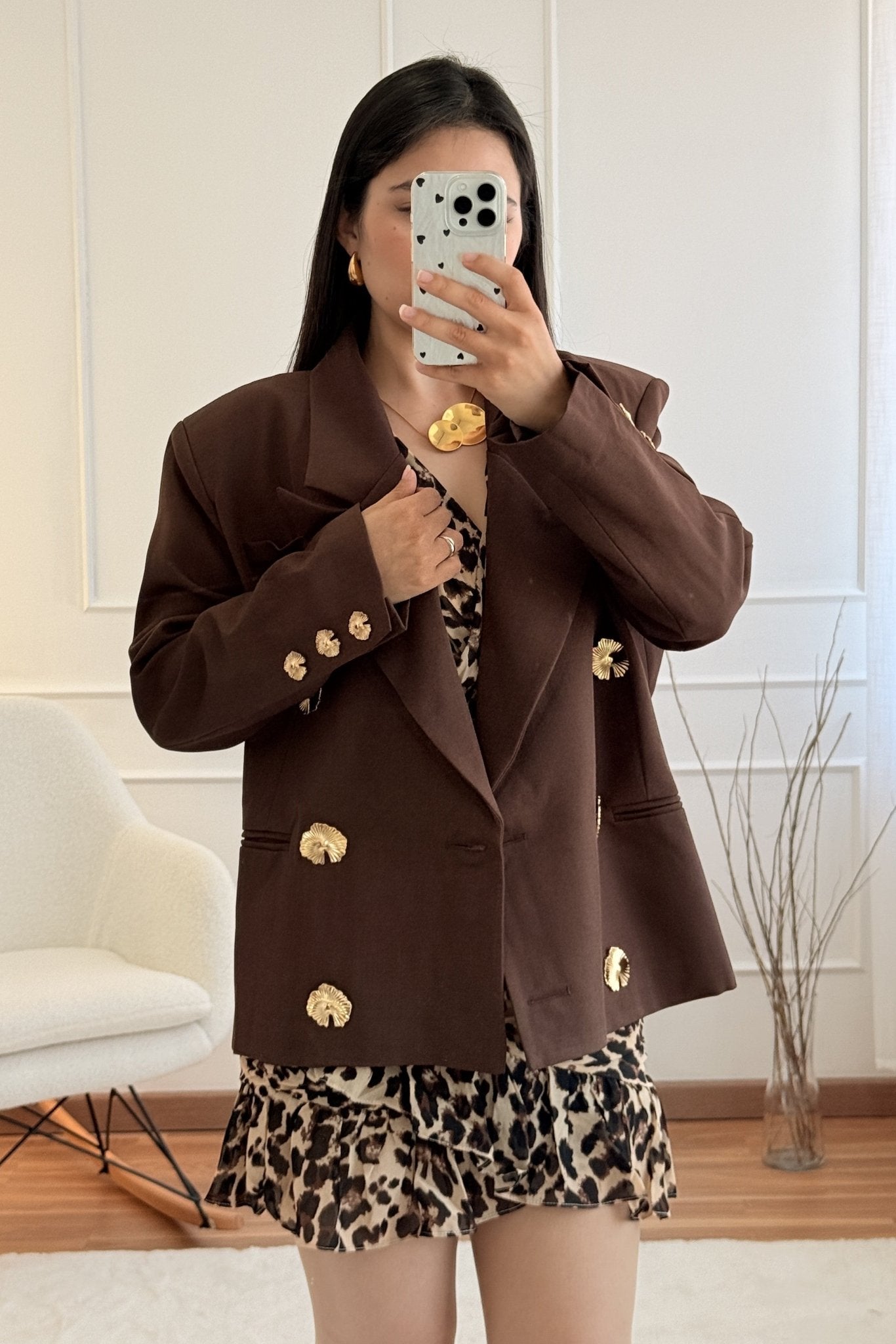 Blazer botões florais metálicos MOCHY - lavishiochiccasacosMochy