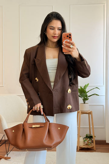 Blazer botões florais metálicos MOCHY - lavishiochiccasacosMochy