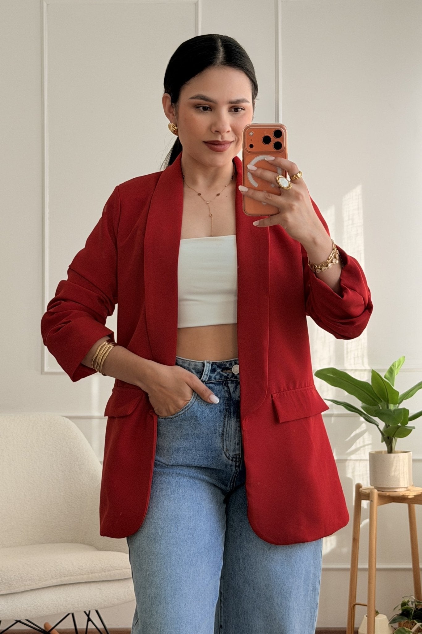 Blazer com mangas franzidas - lavishiochicBlazerlavishiochic
