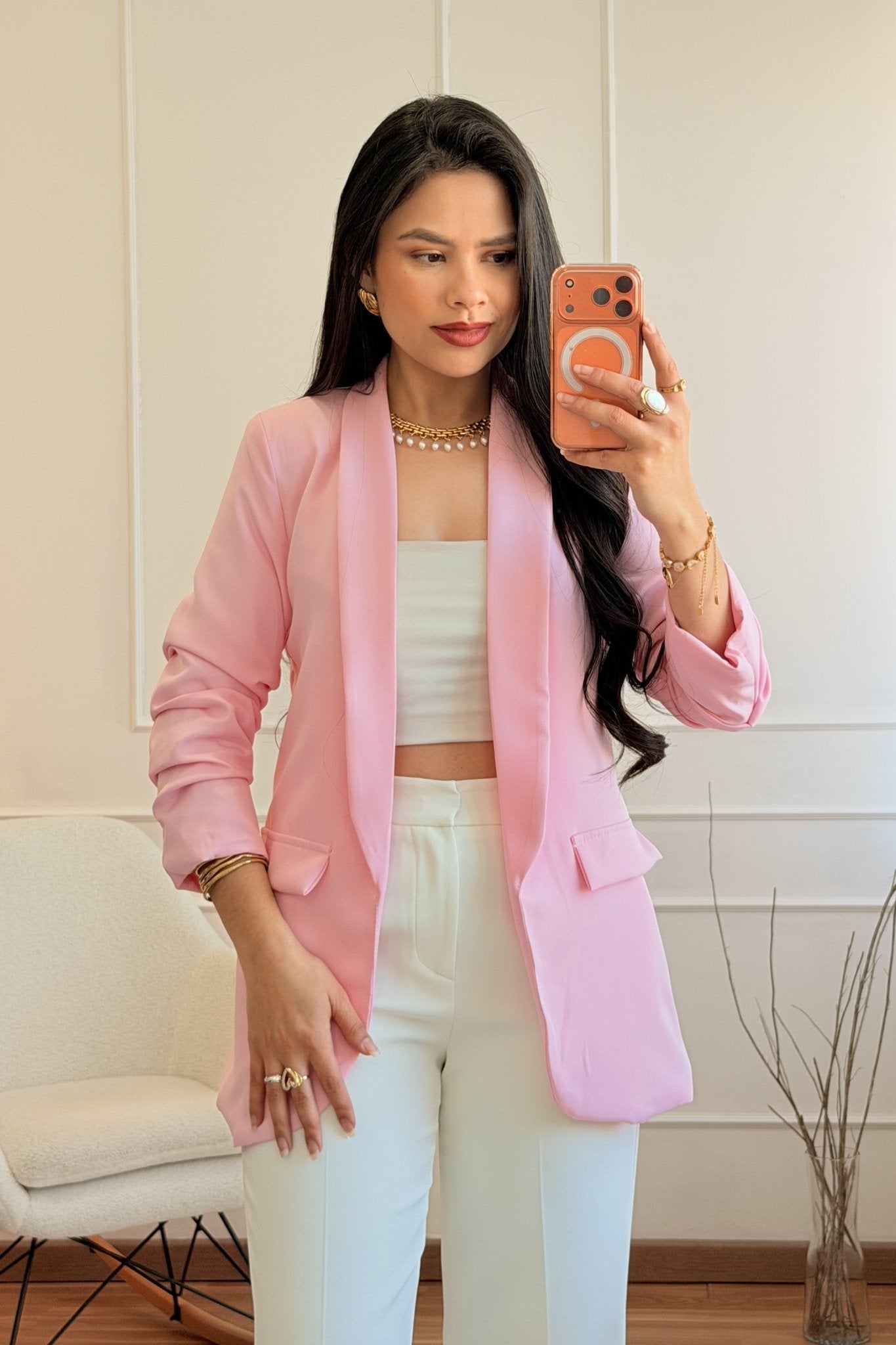 Blazer com mangas franzidas - lavishiochicBlazerlavishiochic