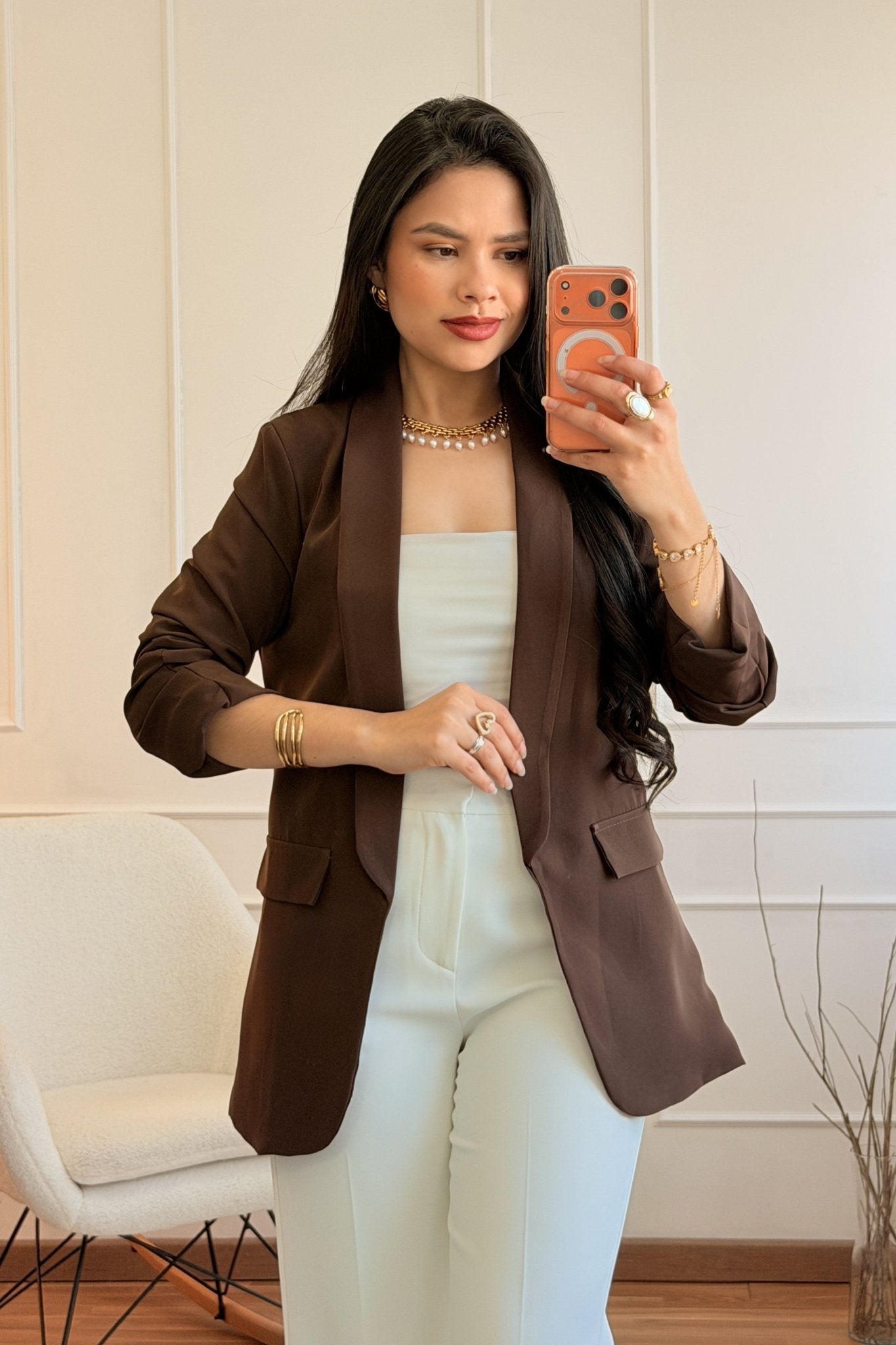 Blazer com mangas franzidas - lavishiochicBlazerlavishiochic