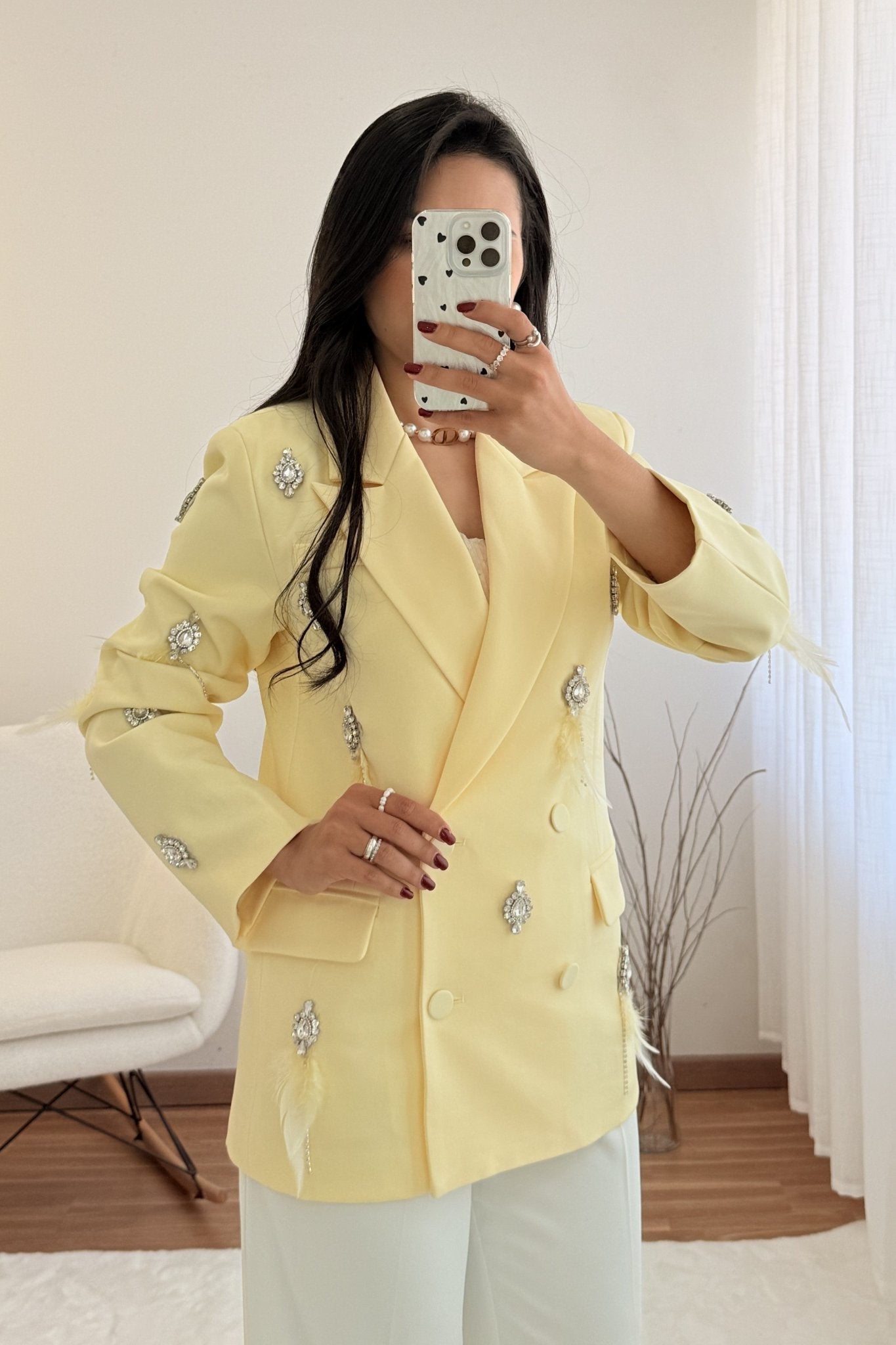 Blazer Cristais e penas MOCHY - lavishiochiccasacoMochy