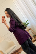 Blazer de risca fina com laço na cintura - lavishiochiccasacoslavishiochic