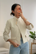 Blazer gola alta com botões dourados IVIVI - lavishiochicBlazerIVIVI
