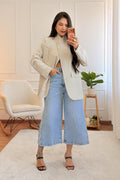Blazer listrado com gola assimétrica - lavishiochiccasacolavishiochic