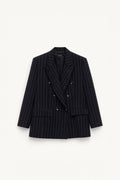 Blazer oversize às riscas com lapelas LUMINA - lavishiochiccasacolumina