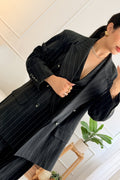 Blazer oversize às riscas com lapelas LUMINA - lavishiochiccasacolumina