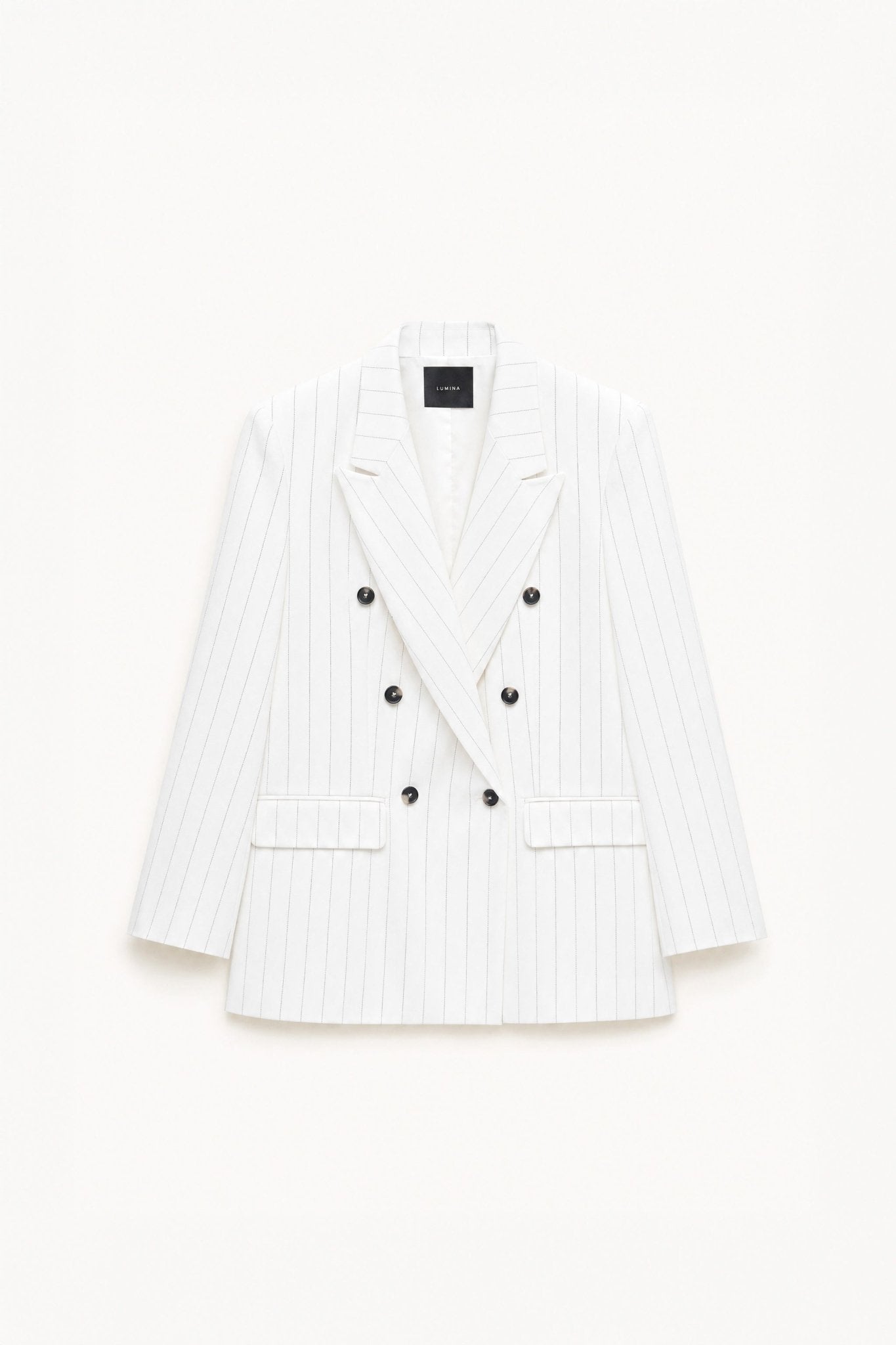 Blazer oversize às riscas com lapelas LUMINA - lavishiochiccasacolumina