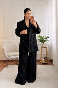 Blazer oversize às riscas com lapelas LUMINA - lavishiochiccasacolumina
