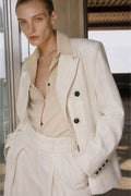 Blazer oversize às riscas com lapelas LUMINA - lavishiochiccasacolumina