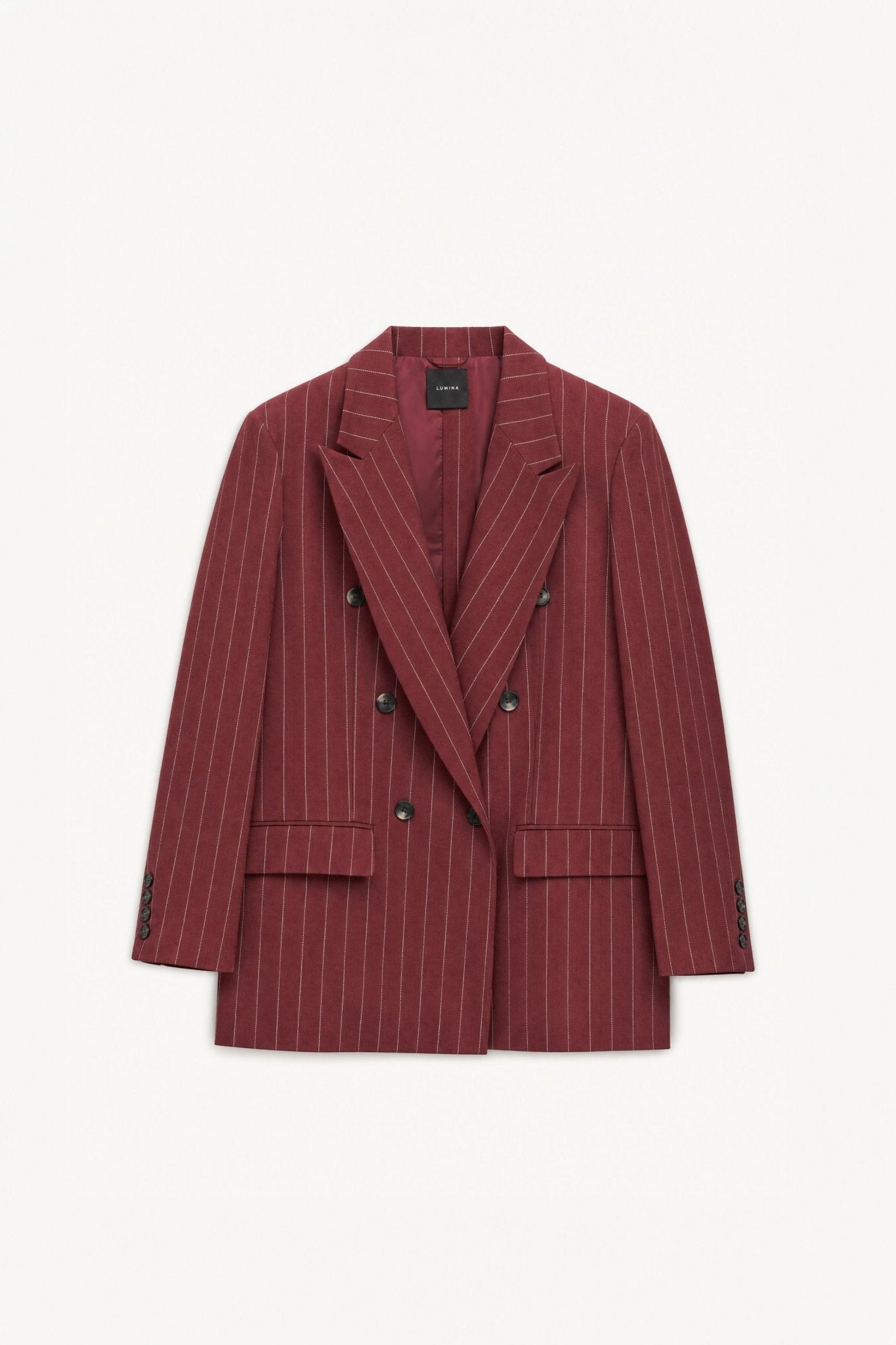 Blazer oversize às riscas com lapelas LUMINA - lavishiochiccasacolumina