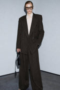 Blazer oversize às riscas com lapelas LUMINA - lavishiochiccasacolumina