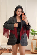 Blazer tartan com franjas decorativas LUMINA - lavishiochicBlazerlumina