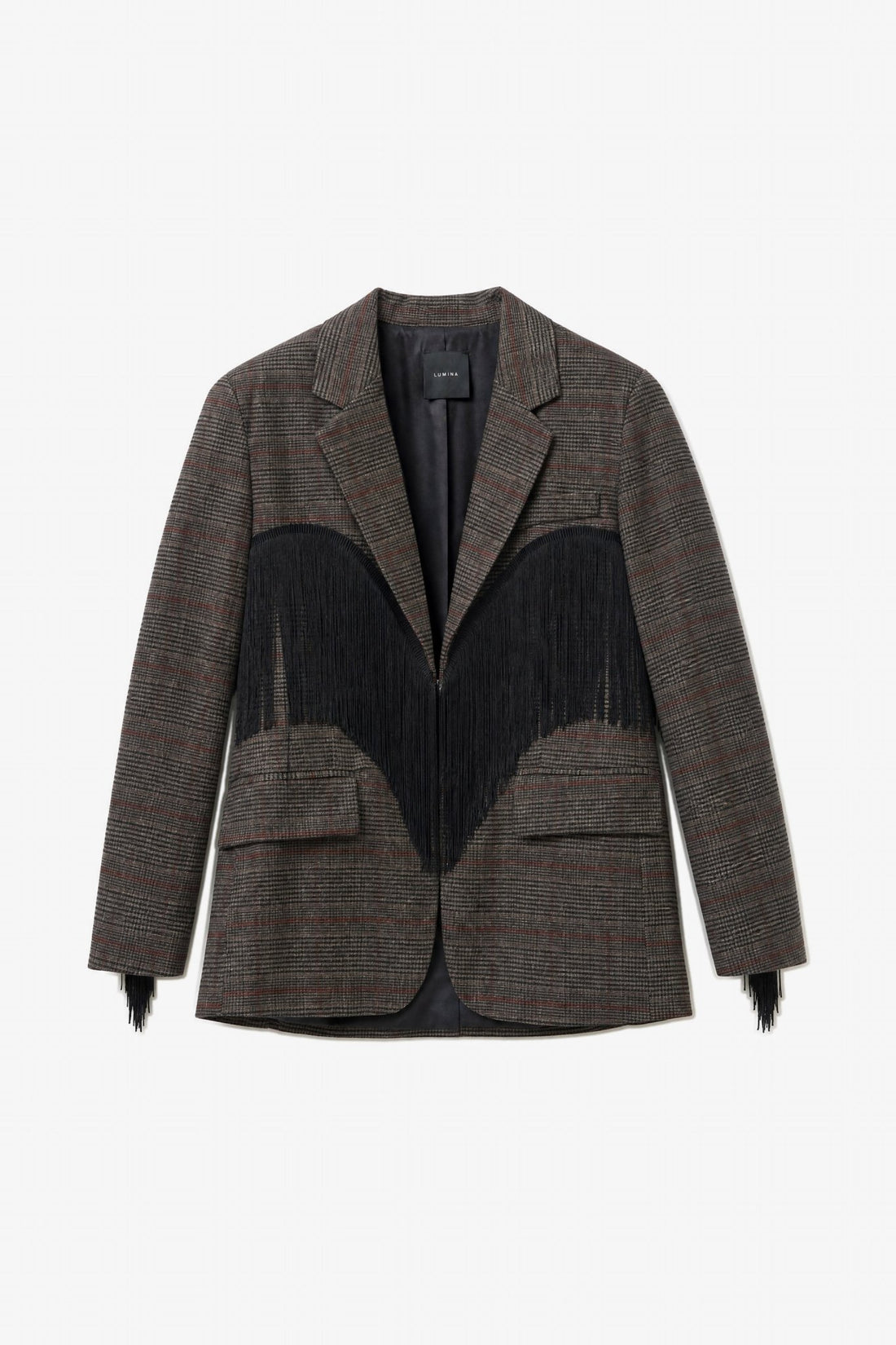 Blazer tartan com franjas decorativas LUMINA - lavishiochicBlazerlumina